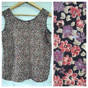 Vintage Gay Lynn Inc Floral Tank Top Blouse Cami Size Medium Made in 🇨🇦‌‌‌‌‌‌